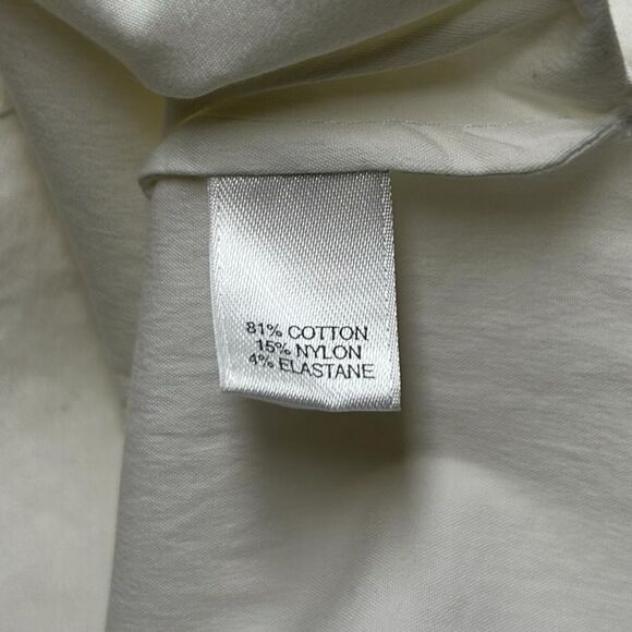 St. John White Button Up Down Pintuck 3/4 Sleeves Poplin Cotton Tunic Shirt Sz 4 - Picture 4 of 6